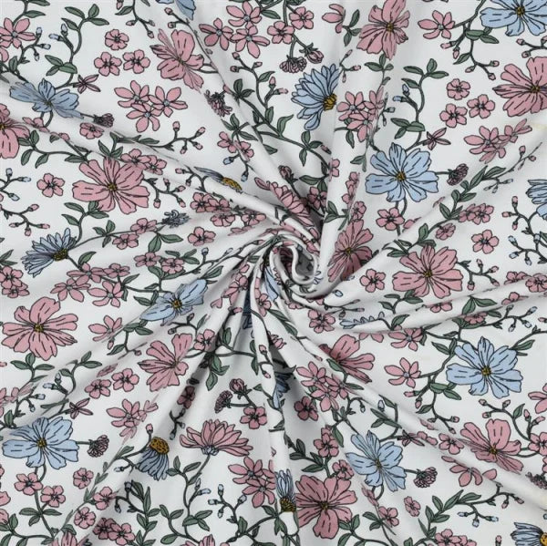 Strampler blau/rosa Blumen