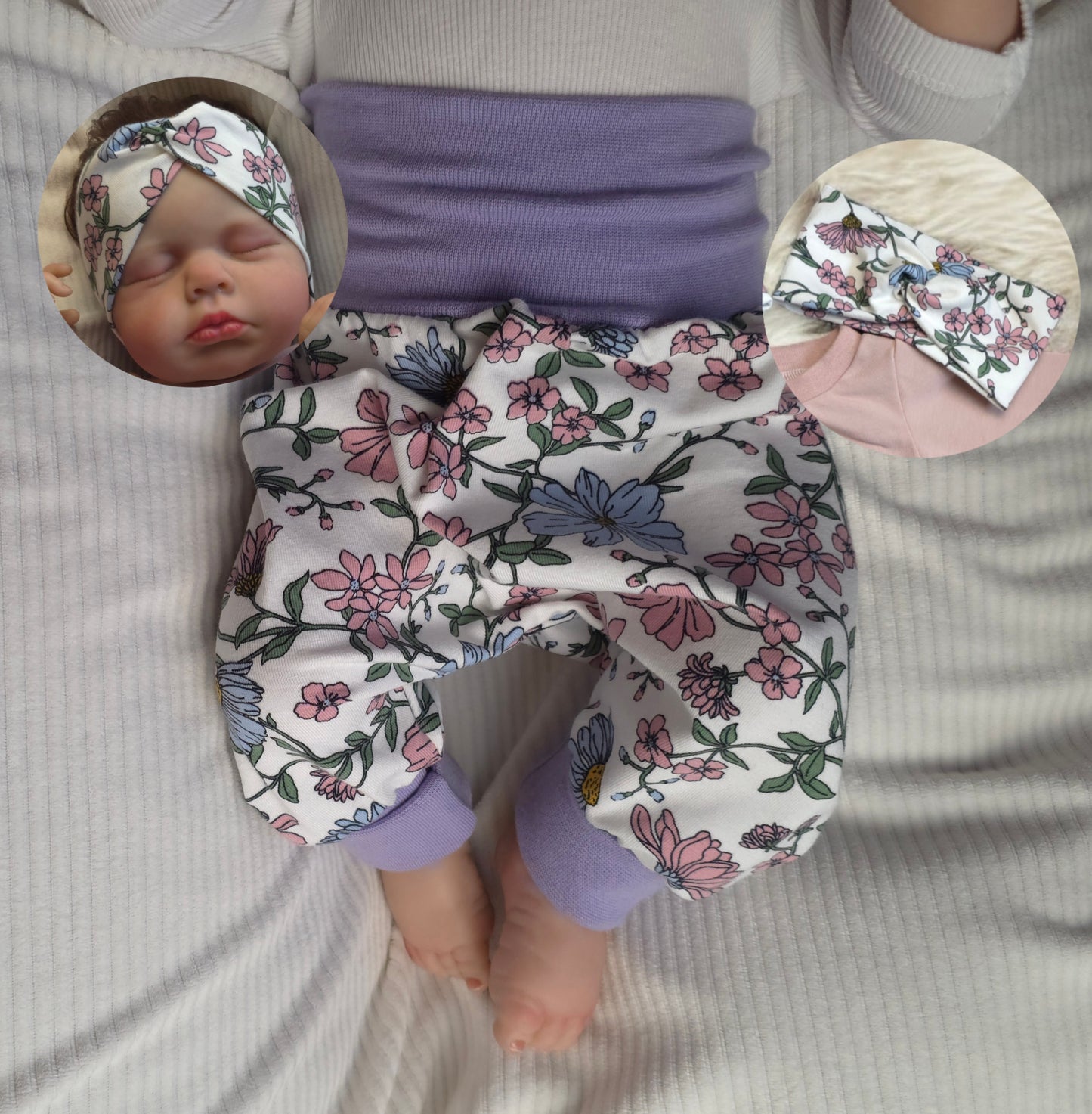 Pumphose 50/56 floral mit Stirnband