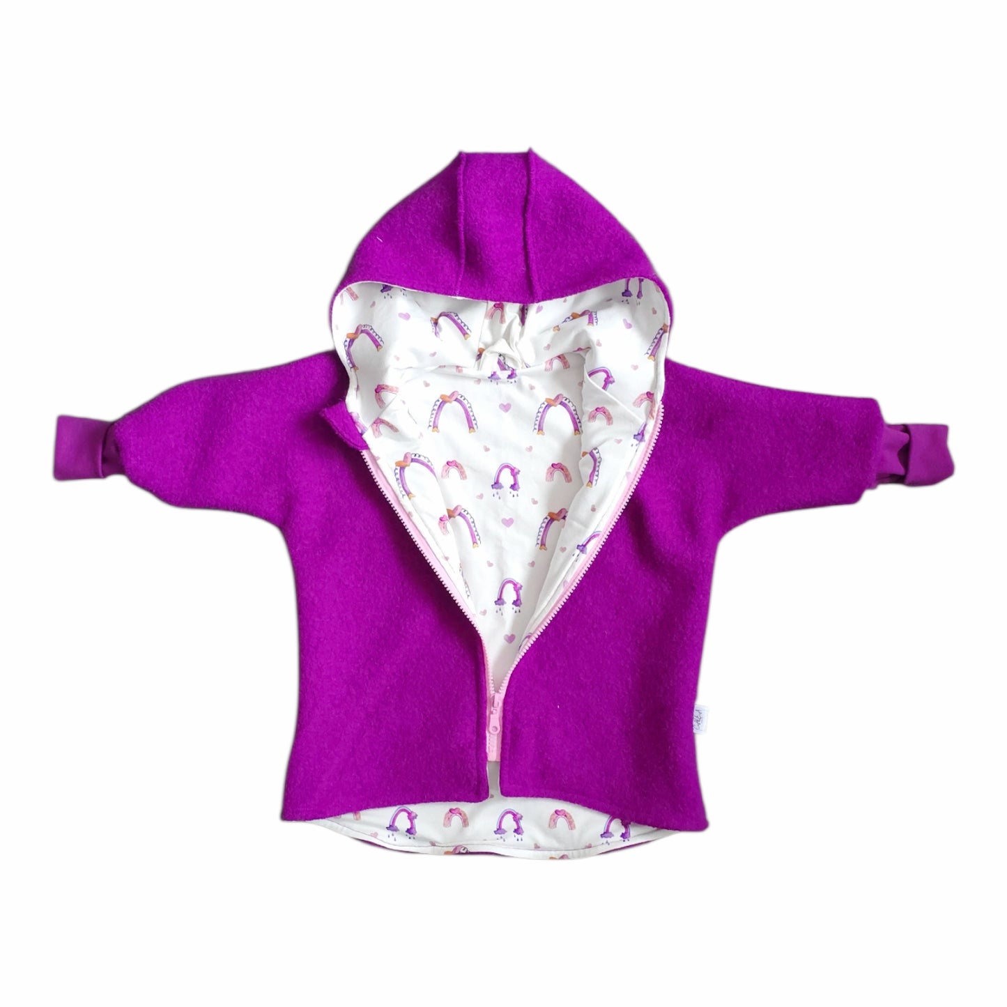 Wollwalk oversized Jacke Gr.92 Regenbogen