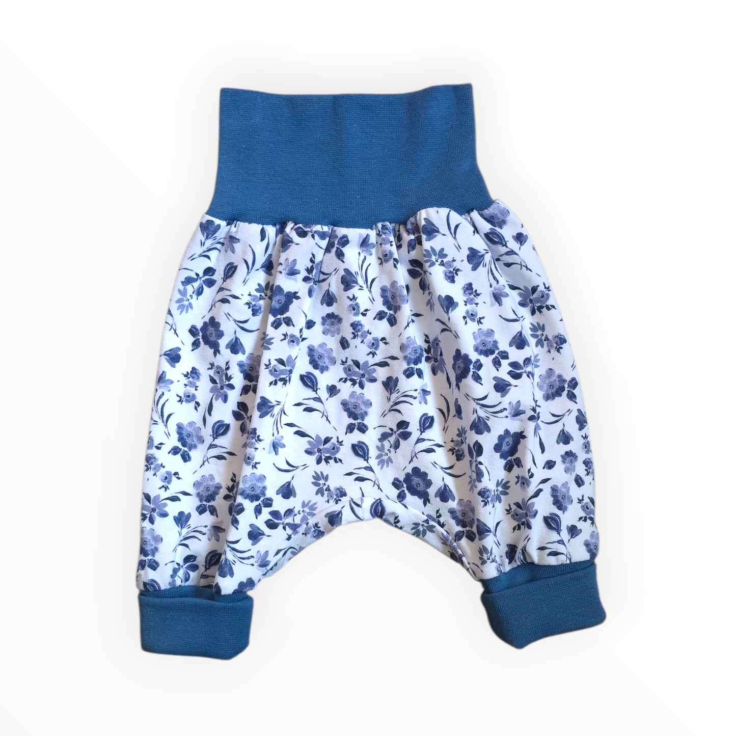 Pumphose 50/56 blau Blumen Aquarell